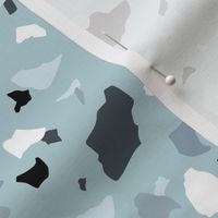 Traditional Italian marble stone terrazzo tiles minimalist abstract boho paper shard spots winter blue gray cool tones