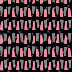 Pink & Gray Starburst Blocks on Black - Small 