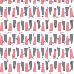Pink & Gray Starburst Blocks on White - Small