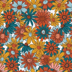 Smaller 70s Floral - rust & gold