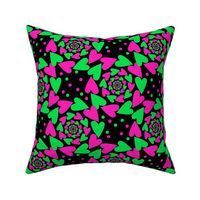 Hearts and Polka Dots Spiral (Green and Pink)