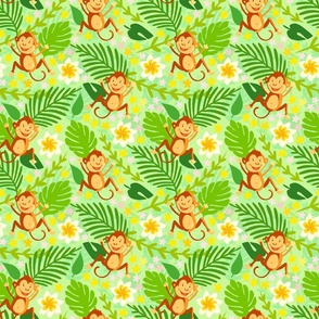 Tropical fun with little monkeys and frangipani (small size version)
