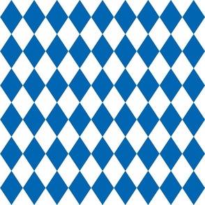 Oktoberfest 2 inch Bavarian Beer House Blue and White Large Diagonal Diamond Pattern