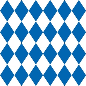 Oktoberfest 3 inch Bavarian Beer House Blue and White Large Diagonal Diamond Pattern