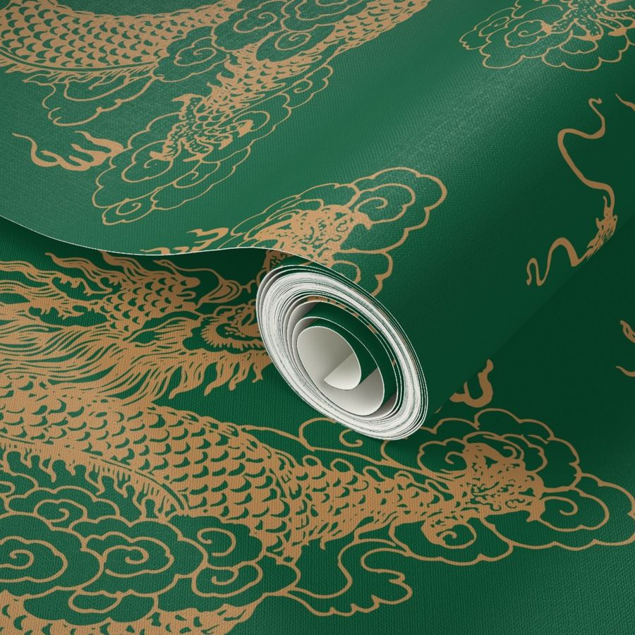 Dragons - Large - Emerald Green Jade & Gold