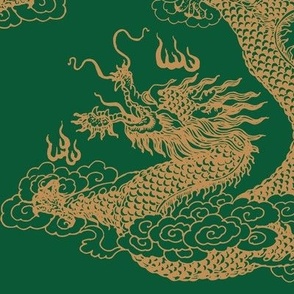 Dragons - Large - Emerald Green Jade & Gold