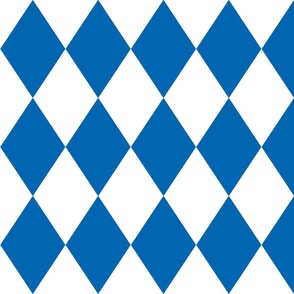 Oktoberfest 4 inch Bavarian Beer House Blue and White Large Diagonal Diamond Pattern