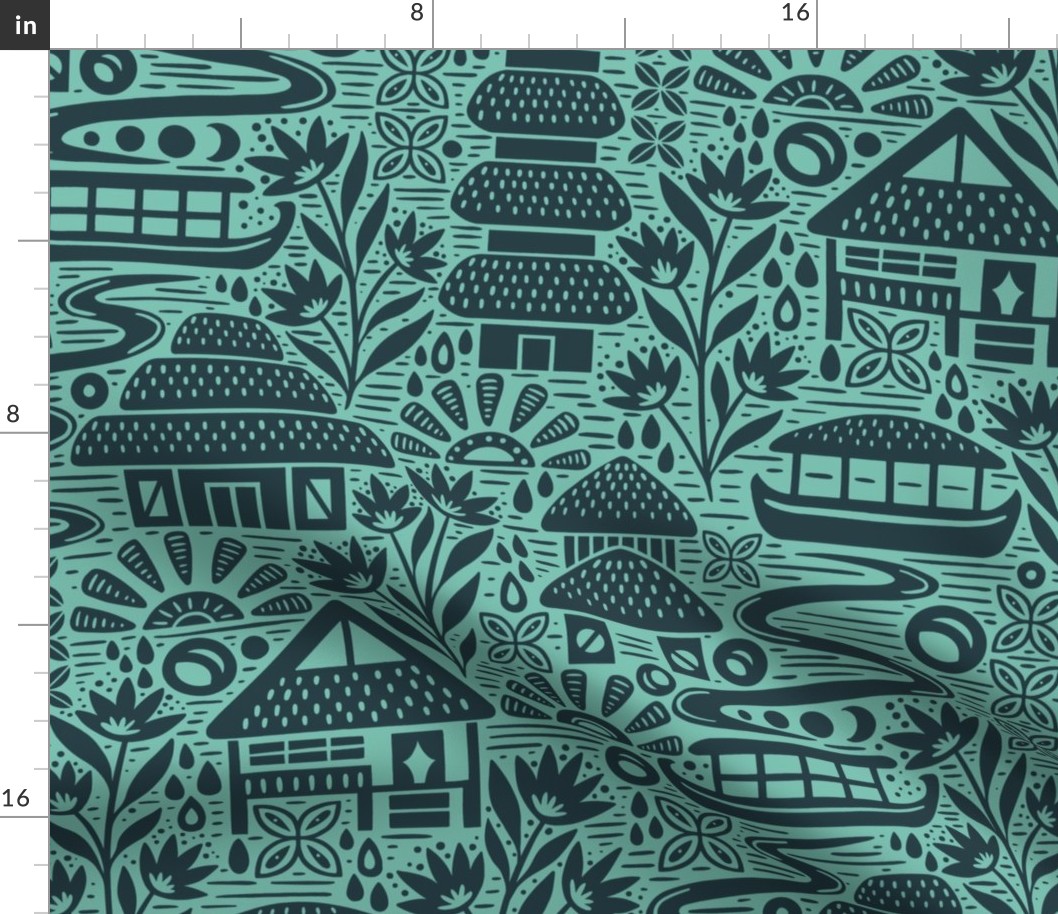 Jungle River Cruise | Large Scale | Teal Navy