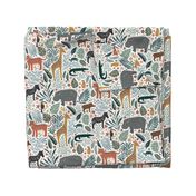 Jungle Animal Friends - hippo, tiger, giraffe, warthog, turtle, crocodile, meerkat, toucan - colorful - medium