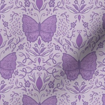 Lacy Butterfly Damask, Violet by Brittanylane