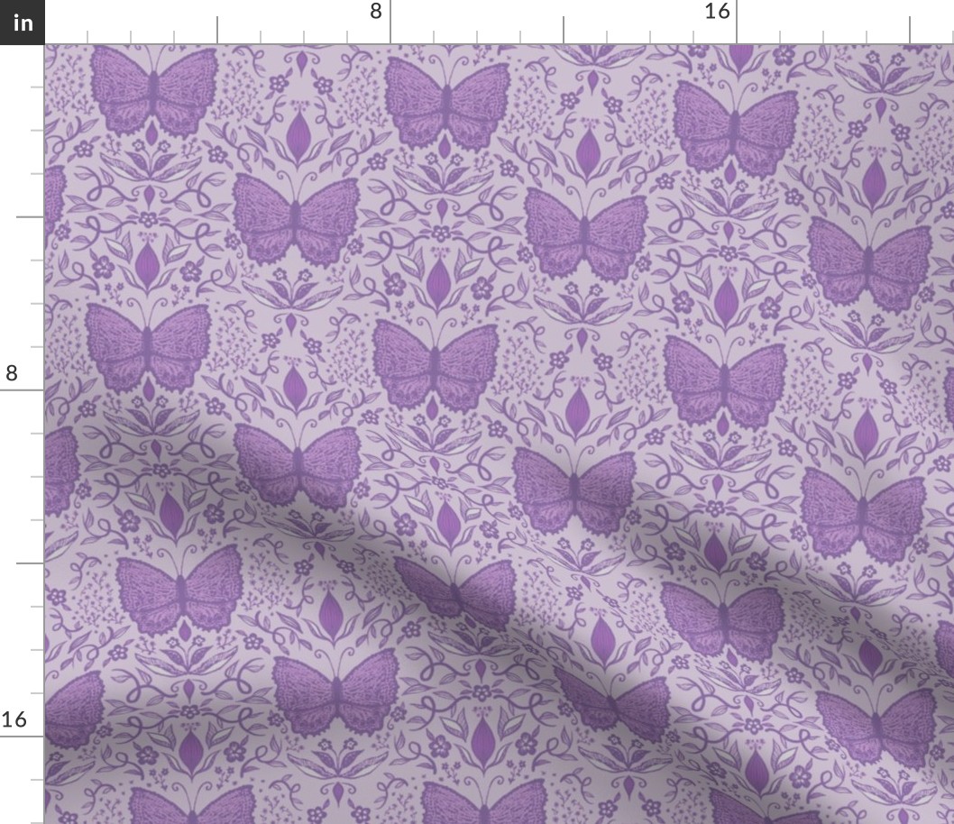 Lacy Butterfly Damask, Violet by Brittanylane