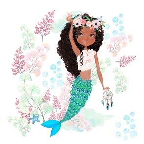 18" Chloe the Mermaid for 54" wide fabric = 6 illustrations 