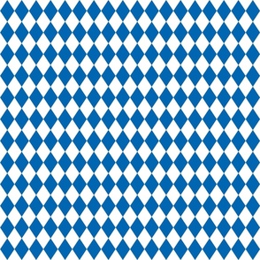 Oktoberfest 1 inch Bavarian Beer House Blue and White Large Diagonal Diamond Pattern
