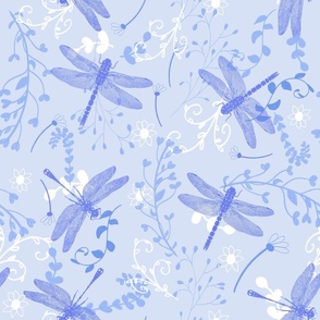 296926039  Periwinkle Blue Textured Floral Wallpaper  by AStreet Prints