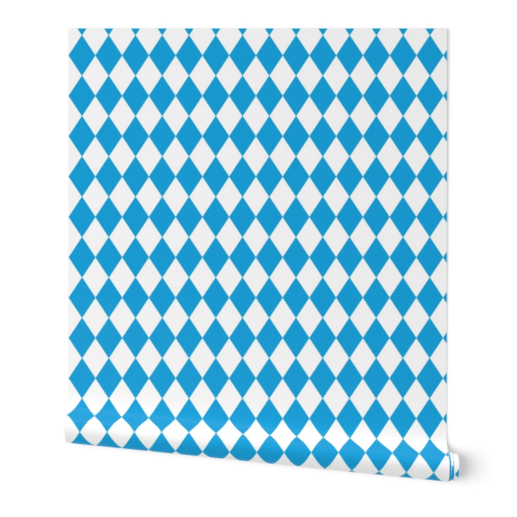 Oktoberfest Bavarian Beer Festival Blue and White 2 inch Diagonal Diamond Pattern