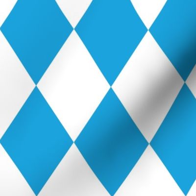 Oktoberfest Bavarian Beer Festival Blue and White 3 inch Diagonal Diamond Pattern