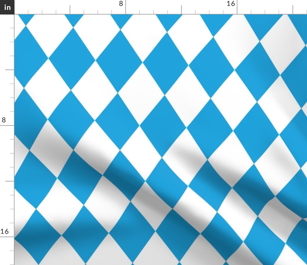 Oktoberfest Bavarian Beer Festival Blue and White 3 inch Diagonal Diamond Pattern