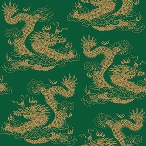 Dragons - Emerald Green Jade & Gold