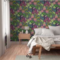 joyful jungle with makis and toucans - large scale