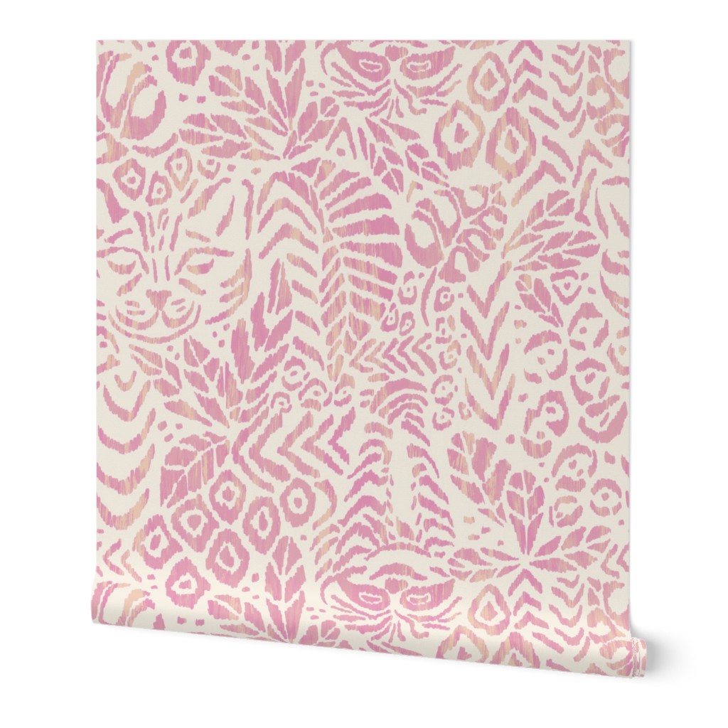 Peaceful Jungle Ikat - 12" large - cool pink