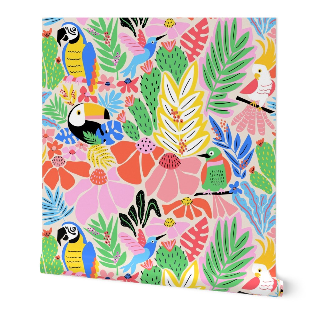 Jungle Birds Wallpaper | Spoonflower