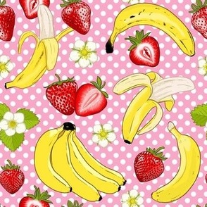 Strawberry and Banana - polka pink