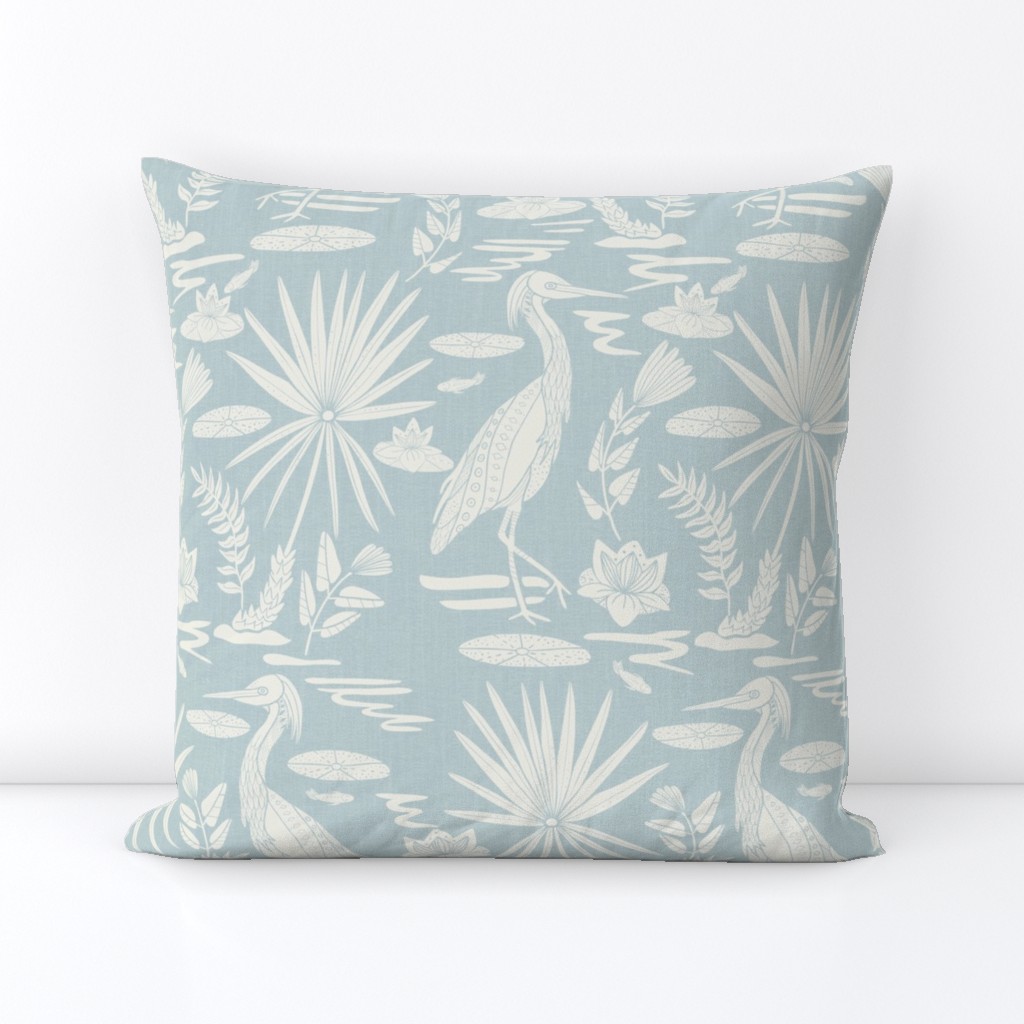 Lowcountry Egret, Large, White on Historical Blue 