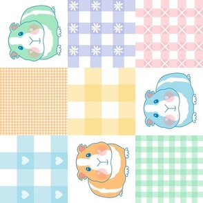 rotated 4" pastel guinea pig gingham wholecloth