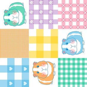 rotated 6" bright guinea pig gingham wholecloth