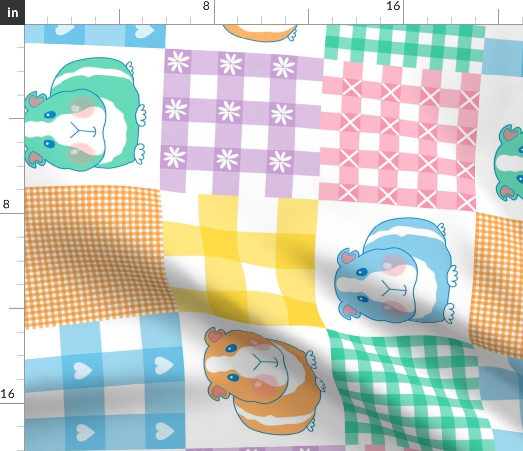 rotated 6" bright guinea pig gingham wholecloth