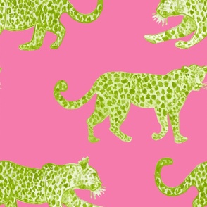 Large Scale Leopard Parade Valentine Pink and Citron 