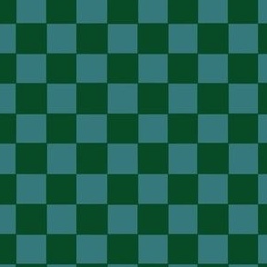 Checkerboard - teal and green - half inch