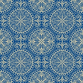 Blue and Yellow Mandala Pattern