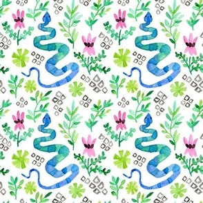 Blue Watercolour Snake Sturt's Desert Pea Australiana Pattern