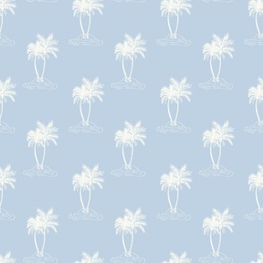 Palms Trees tropical island blue and white by Jac Slade