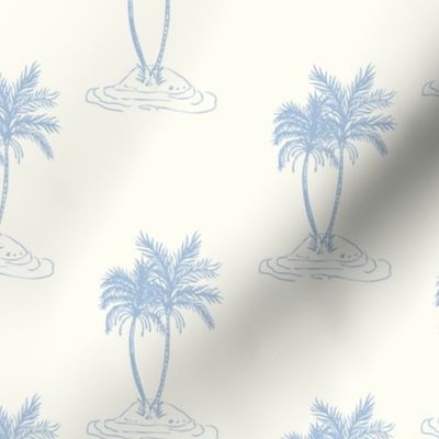 Palms Trees tropical island Sky blue on natural cream by Jac Slade