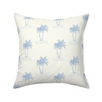 Palms Trees tropical island Sky blue on natural cream by Jac Slade