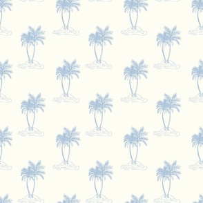Palms Trees tropical island Sky blue on natural cream by Jac Slade