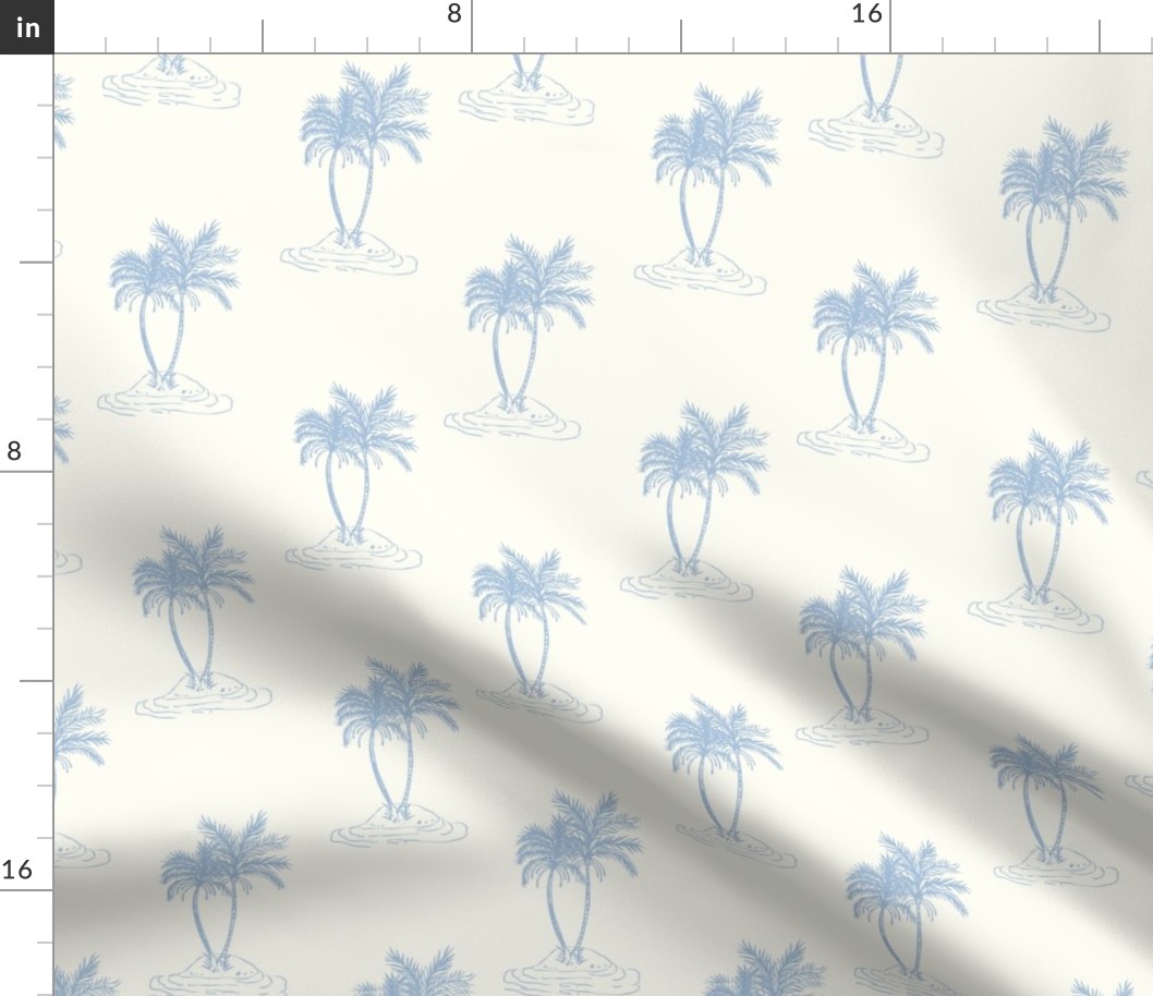 Palms Trees tropical island Sky blue on natural cream by Jac Slade