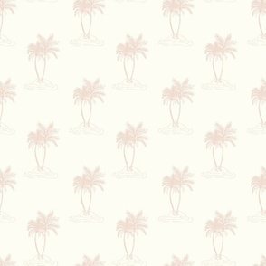 Palms Trees tropical island blush pink on natural cream by Jac Slade