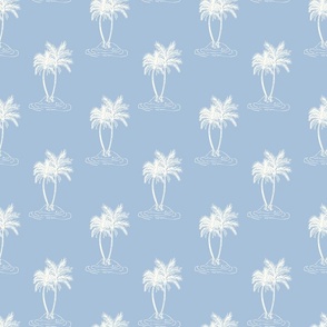 Palms Trees tropical island blue white by Jac Slade