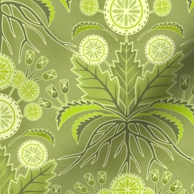 Art Nouveau Dandelions Green Small