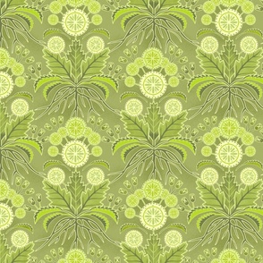 Art Nouveau Dandelions Green Small