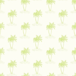 Palms Trees tropical island honeydew green on natural cream by Jac Slade