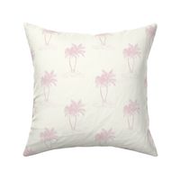 Palms Trees tropical island cotton candy pink on natural white by Jac Slade