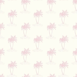 Palms Trees tropical island cotton candy pink on natural white by Jac Slade