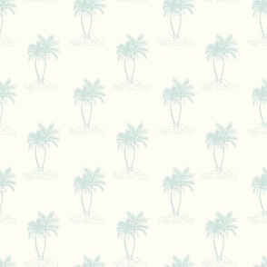 Palms Trees tropical island seaglass blue and white by Jac Slade