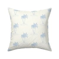 Palms Trees tropical island fog blue on natural cream by Jac Slade