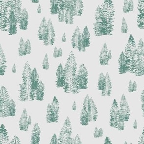 Fern Frond Forest - Sage Green on Beige/off-white background