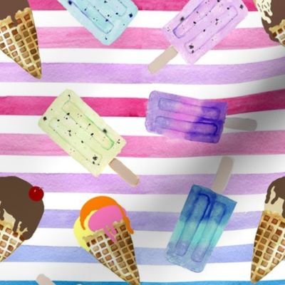 Summer Ice Cream Cones and Popsicles
